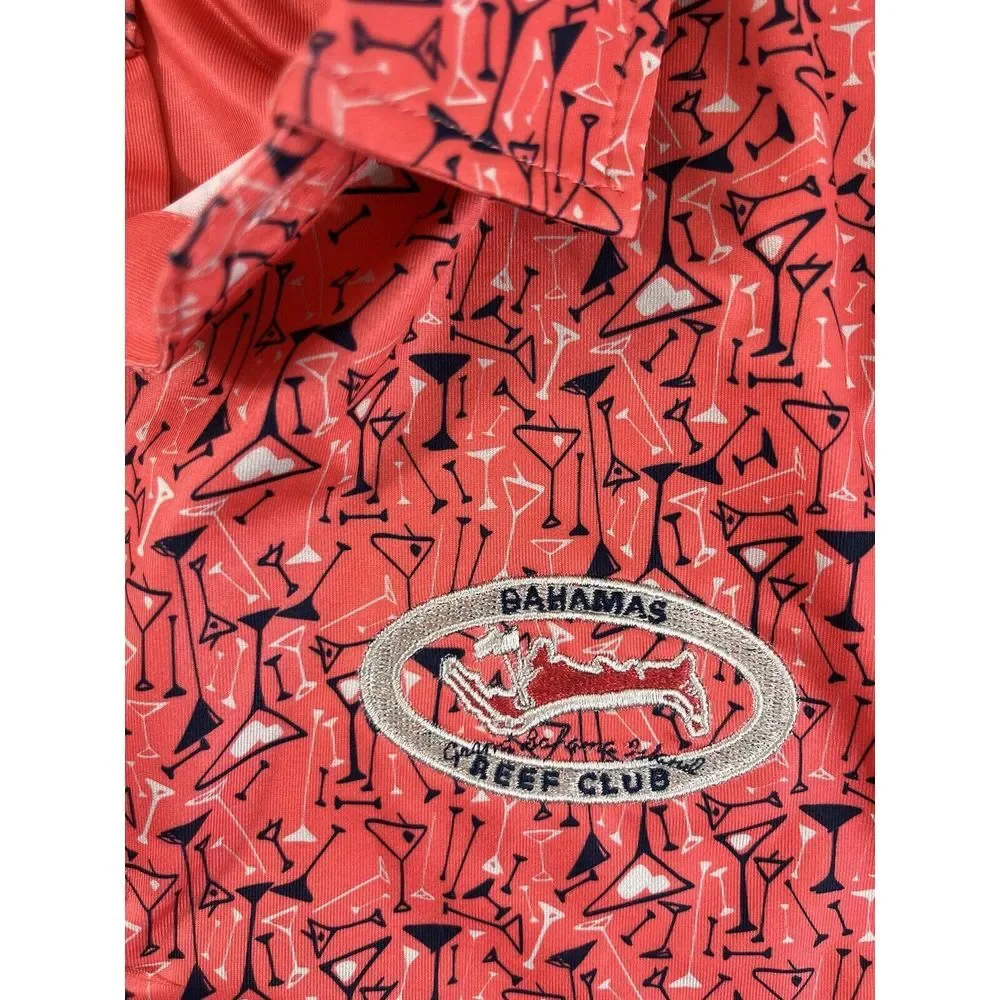 Divots Mens Performance Golf Shirt Small‎ Martini Bahamas Reed Club Preppy